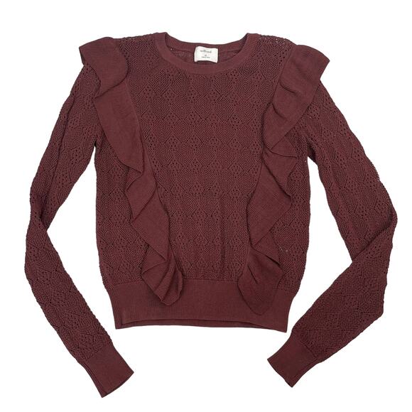 WILFRED Aritzia Bernelle Ruffle Crochet Sweater Sz XS - Picture 3 of 6